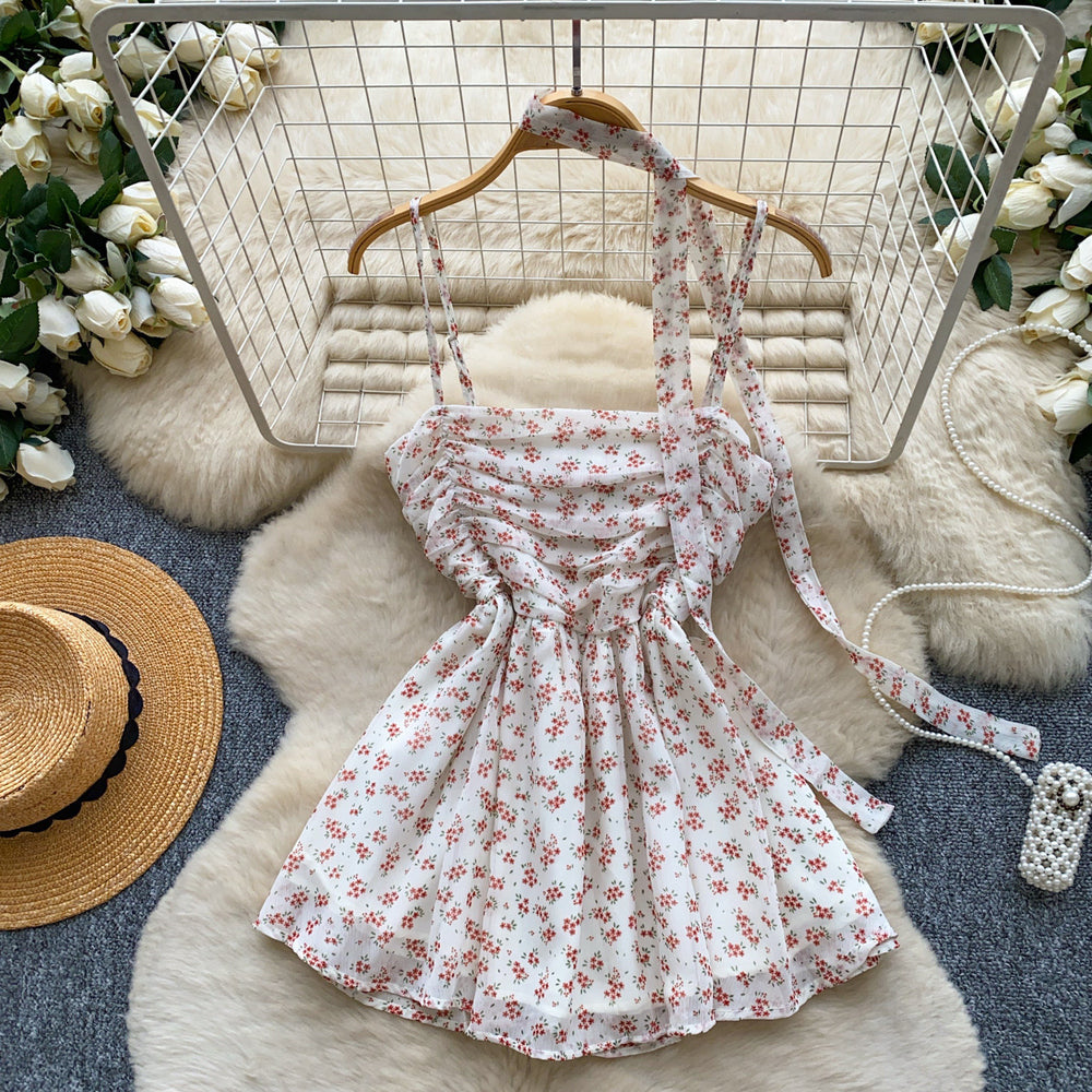 Lazy sweet red floral camisole women's summer work clothing style silm ribbon outwearelegant vest