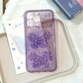 Purple glitter butterfly instant transformation case for iphone 17, apple 16, drop-proof full coverage soft case for girls, iphone 15 compatible