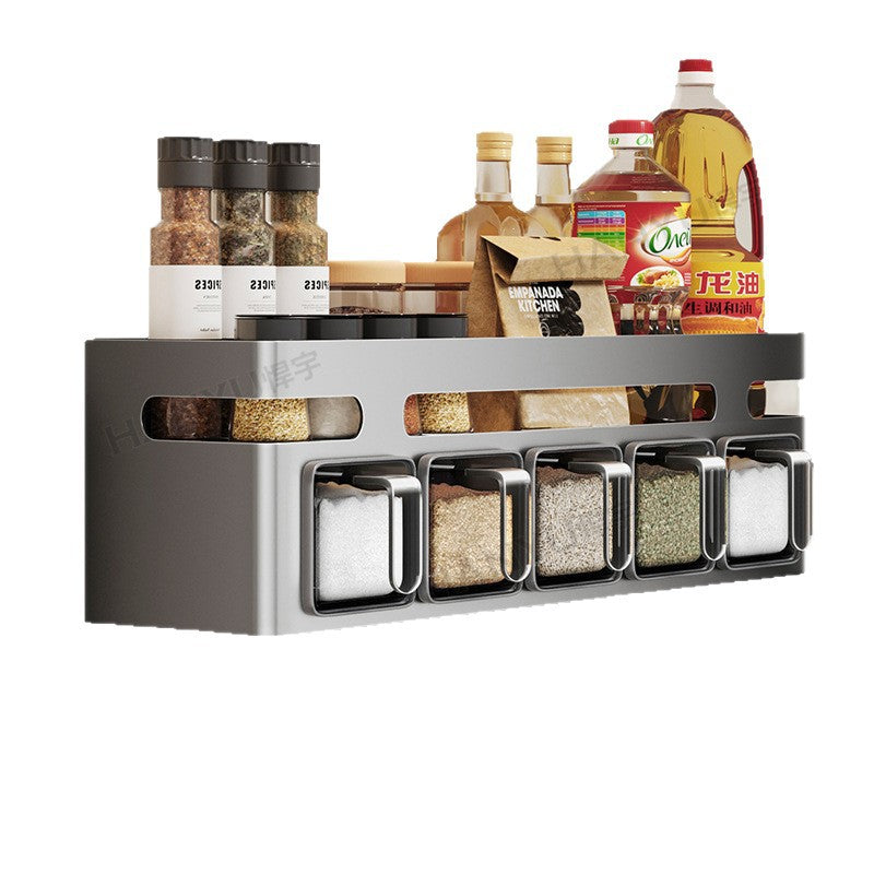 Kitchen seasoning rack No punching Wall hanging Multifunctional seasoning combination set Seasoning box can Kitchen household