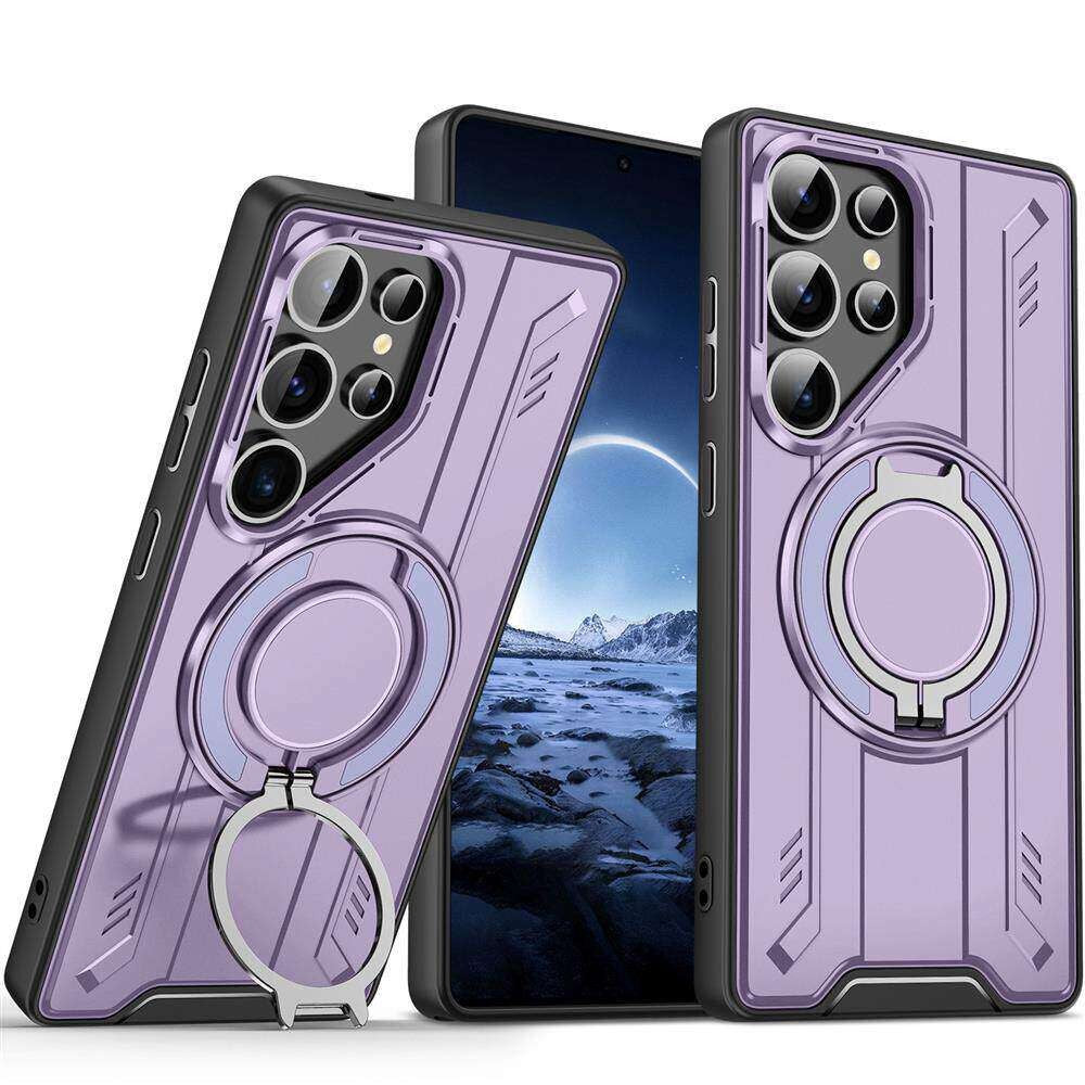 Suitable for samsung s26ultra lingsheng cross-border mecha mobile phone case a56 rotating magnetic bracket anti-fall protective cover
