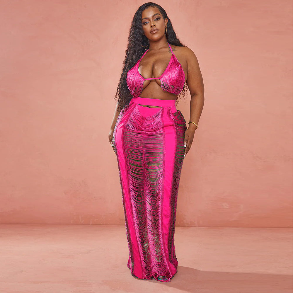 e-commerce source factory: sexy european and american style women's fashion hollow-out plus size beachwear dress set