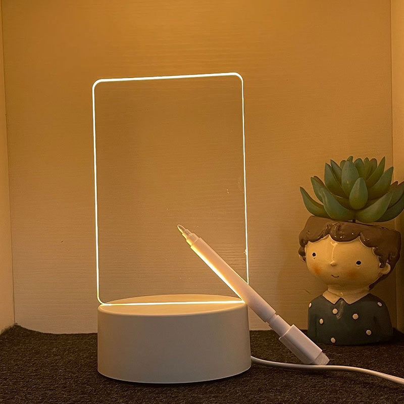 Diy easy-to-carry acrylic mini desk lamp with erasable message board, 3d night light, ambient led lamp, touch control