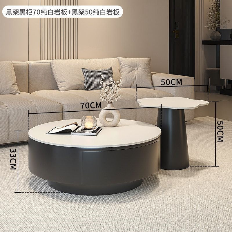 Round slate coffee table combination living room for home italian normcore tea table large and small apartmentaccessible luxuryclassy sense tea table