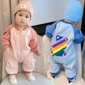Baby spring romper - versatile princess style, perfect for spring and autumn. girls' colorful bear single-layer bodysuit/rouge. trendy crawling suit