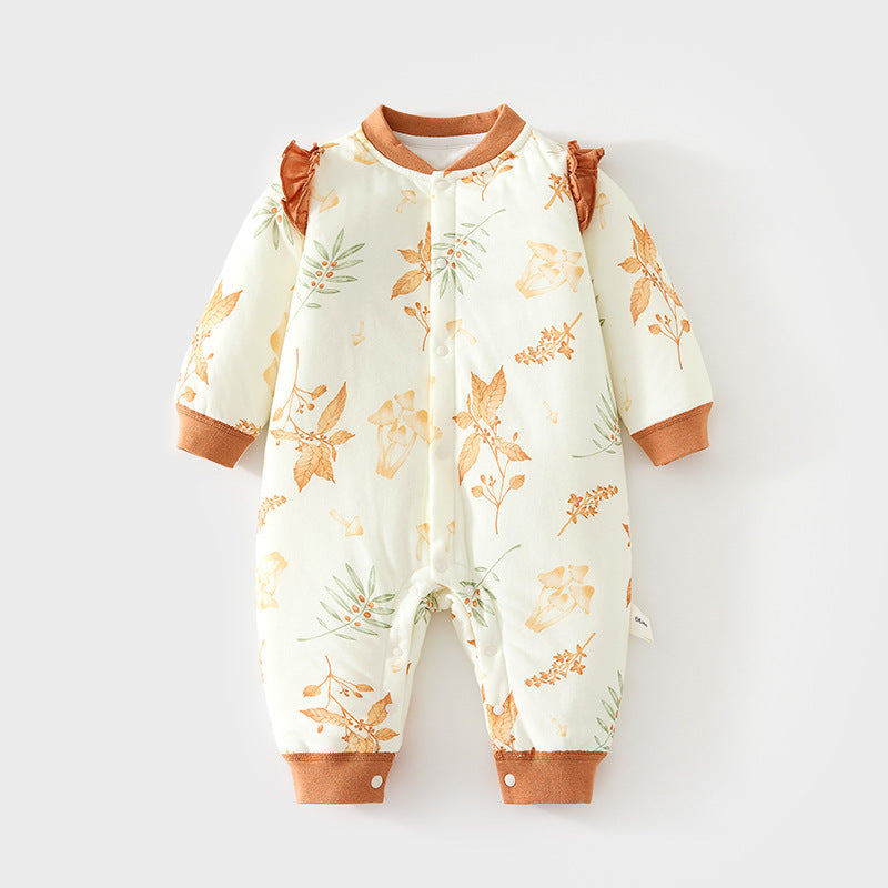 Babibele baby cotton-padded romper, quilted autumn/winter bodysuit, seamless onesie, lightweight cotton, thickened, snap-crotch crawling suit for infants and toddlers