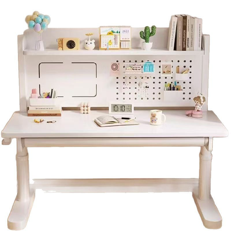Solid wood desk hand-crank adjustable height children's study table home bedroom elementary school student learning desk pegboard writing desk