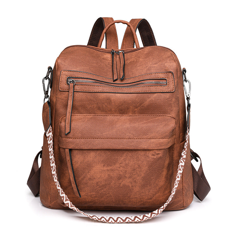 Cross-border backpack bags backpack women's PU soft leather versatile large-capacity dual-purpose shoulder bag women's backpack