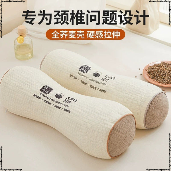 Removable and washable knitted cotton triangular pillow full buckwheat husk cervical spine pillow pillow core cervical spine dormitory single comfort