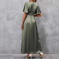 european and american cross-border summer new women's elegant twist knot slit dress