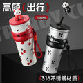 Iced americano straw insulated tumbler - large capacity water bottle for women - stylish ice bucket cup - new cold-keeping cup with handle