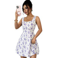 new floral print tie-waist dress for cross-border e-commerce: perfect for dates and shopping spree (, , us & european styles)
