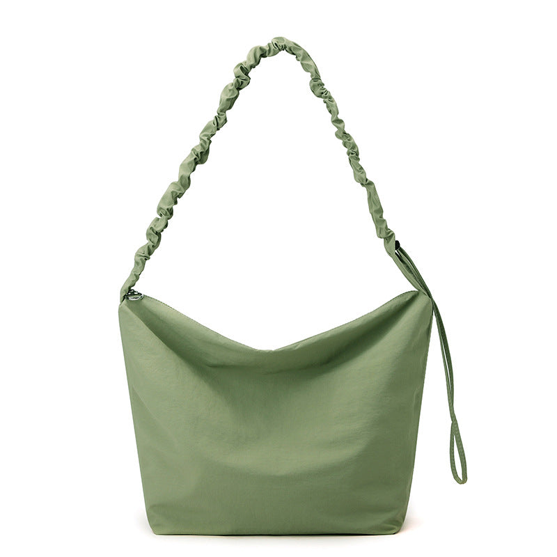 Cloud pleated drawstring shoulder strap bucket bag female solid color simple lazy wind shoulder bag slack niche messenger bag