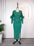 african women's plus size new elegant fashion rhinestone beaded bodycon dress evening gown