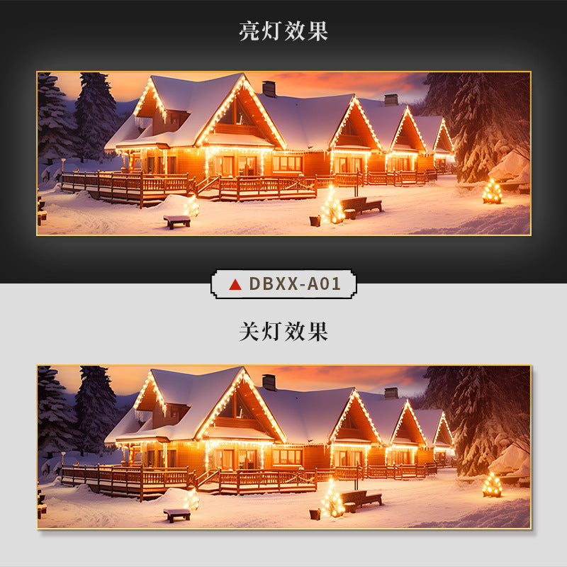 Farmyard Northeast Snow Scene Decorative Painting Rural Folk Scenery Wall Painting Iron Pot Stew Restaurant Light Box Hotel Hanging Painting