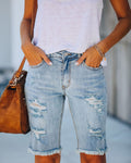 european and american women's clothing  new arrival ripped slimming lookeasiest for match denim washed raw edge 5-point pants