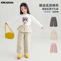 autumnew arrivalgirl side curtain lacestraight-leg pantsk-styleeasiest for matchcasualfashionruffles pants
