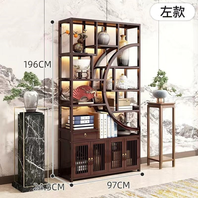 New chinoiserie bogu rack duobao pavilion purple clay pot display rack tea and wine cabinet tea room storage rack display rack casual style bamboo