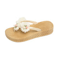 New platform heel 4cm fairy style floral flip-flops - women's summer outdoor anti-slip versatile beach sandals