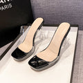 High-heel sandals classy one-strap new arrival transparent high heels thick heel crystal wedding shoes banquet fashion slippers for women