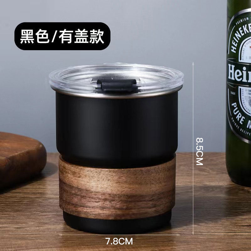 Coffee cup 304 stainless steel water cup portable camping style ins style cup mug american style with lid straw cup