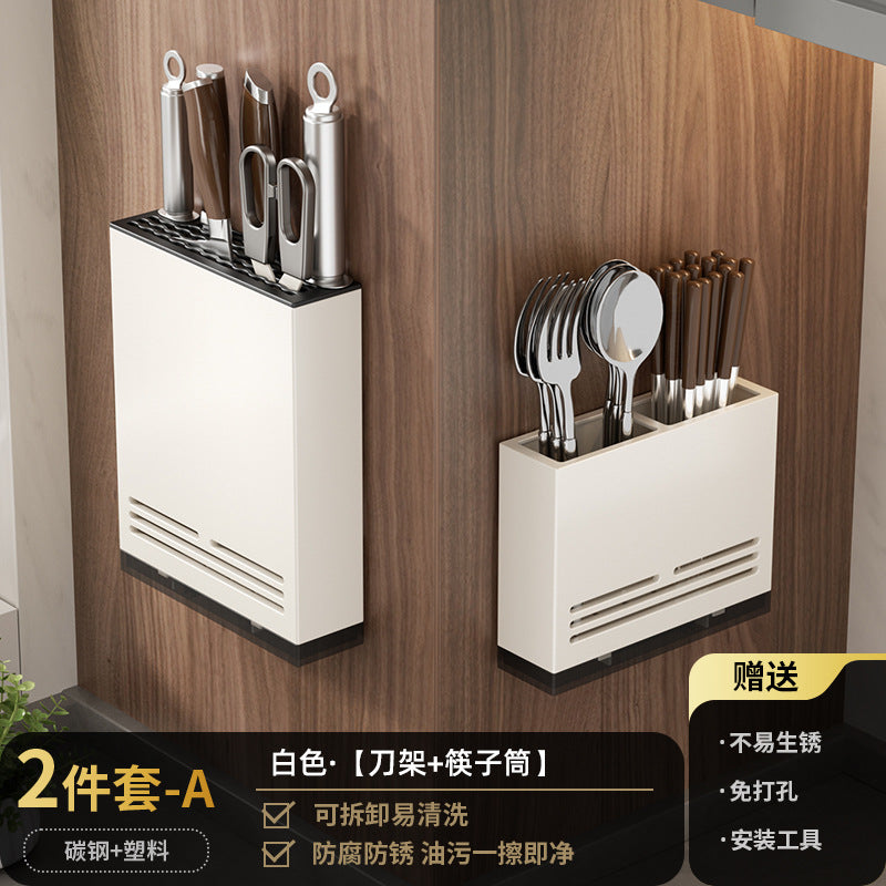 White kitchen rack No punching Wall-mounted multi-layer seasoning seasoning rack Kitchenware storage rack