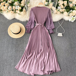 Sense of design pleated waist slimming lookelegant young lady style women's clothing springnew arrivalfrenchdresslongpleated skirt