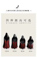 Black high heels women's stiletto pointed toe patent leather easiest for matchsexy professional flats 2025 spring and summer new red bottom shoes