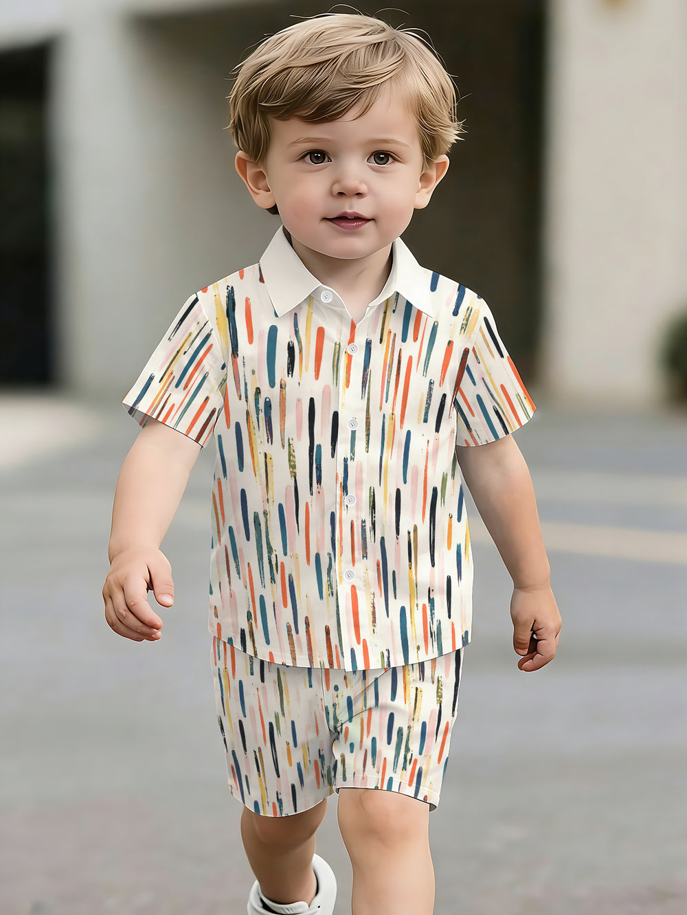 hot-selling children's short-sleeved shirt set, casual shirt set, summer simple stripes, dropshipping available