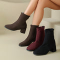 plus sizefashion slim boots women's mid heel short boots knittingspring & fall single boots pointed thick heel women's single boots