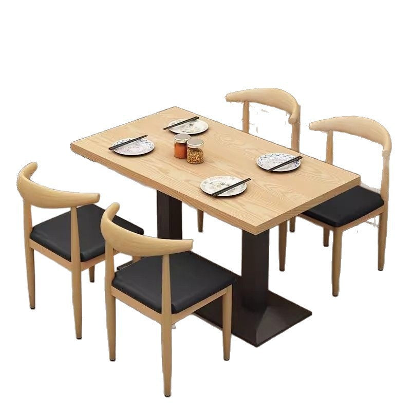 Commercial restaurant tables and chairs breakfast restaurant snack noodle shop long table milk tea barbecue restaurant one table four chairs combination dining chair