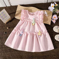 summer yellow and pink lace-trimmed girls' dress - cute, sweet, slimming, and playful for little girls