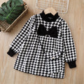 Girls' knit sweater dress with bag -  autumn/winter new arrival - houndstooth bowknot lace fashion dress