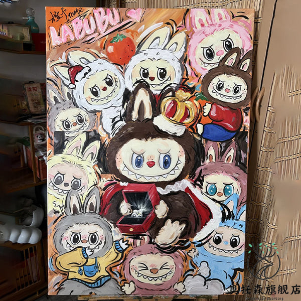 "La Bubu" Modern Trend Hanging Painting POP MART Children's Room Mural Entrance Living Room Background Wall Decorative Painting