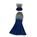 American retro hot girl outfit: women's summer pure & sultry sleeveless denim bandeau top with high-waisted fishtail midi skirt