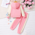 Two-piece set for young girls (elementary school age): 3d floral patchwork hooded long-sleeve sweatshirt set