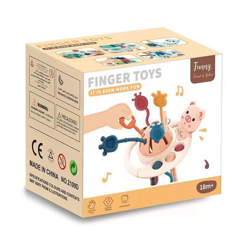 Fun rattle teether & finger press toy - early education & developmental toy for babies & toddlers