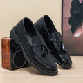 Men's black leather dress shoes - british style, summer breathable, pointed toe, versatile for young professionals and students, black work shoes
