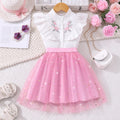 Girls' outfit set: embroidered top + skirt two-piece set