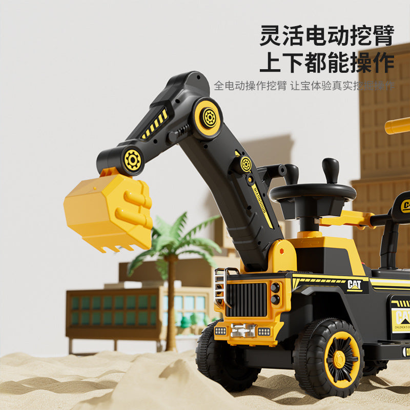 New children's excavator electric seated four-wheeled car large toy excavator baby remote control excavator
