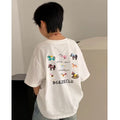 White cotton boys' short-sleeve t-shirt - summer  new arrival - loose fit, casual cartoon print, kids' half-sleeve tee (style 006)