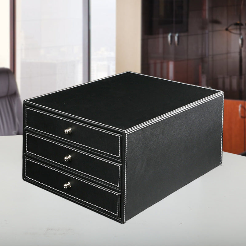 Business office storage box, three-layer drawer type A4 file storage data box, contract data storage desktop cabinet