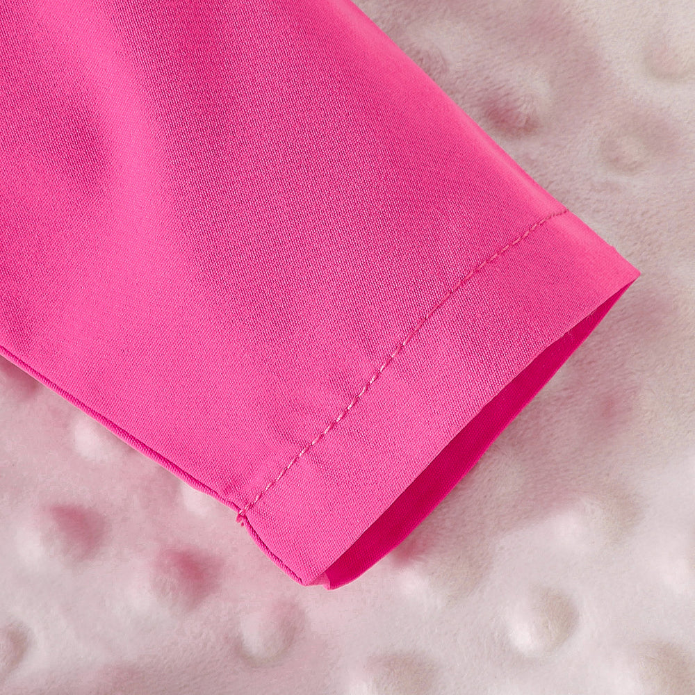 girls' solid color preppy style outfit: new autumn 3d floral blazer + pleated skirt set