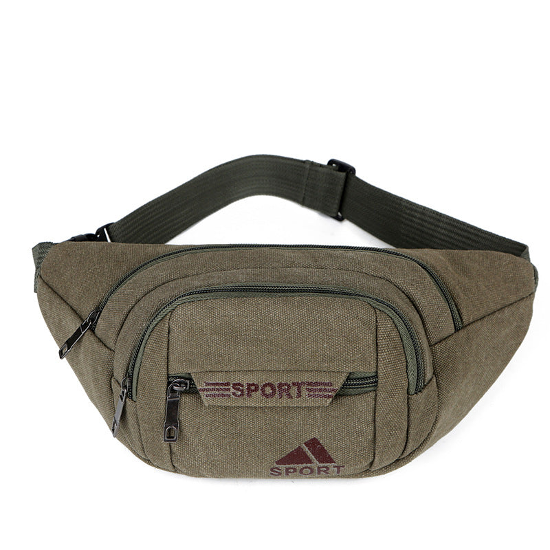 New men's canvas fanny pack, multi-layer messenger bag, outdoor sports fanny pack, cashier bag, construction site wear-resistant fanny pack