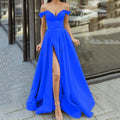 spring new cross-border european and american women's clothing multi-color bandeau v-neck backless flared dress with slit sleeveless maxi dress