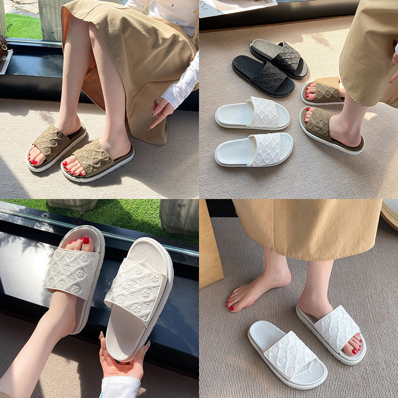 Casualcasualeasiest for matchcouple slippers for men and women popularthick soleplatform shoes soft bottomnon-slipniche style sandals and slippers outwear shoes