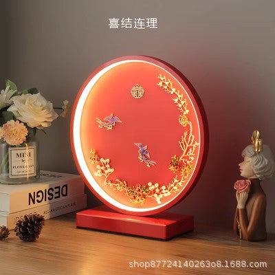 Red festive wedding table lamp bedroom bedside lamp wedding room everlasting light gift wedding creative led warm romantic