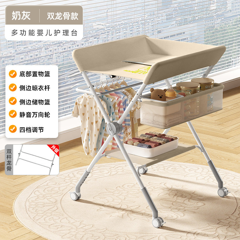 Changing table, baby care station, massage & bathing combo - foldable, portable, multifunctional newborn baby bed with changing and touching surface
