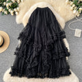 Ethereal midi skirt -  early spring new arrival: soft & elegant, slimming, heart-shaped mesh, asymmetrical flared skirt