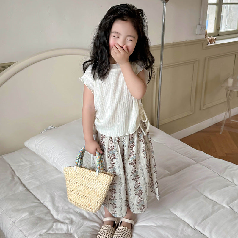 Girls' tank top set - new  korean style, chic, lightweight, breathable, casual two-piece outfit