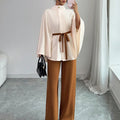 fashion:  new women's outfit - versatile stand collar, cinched waist, tie-waist cropped wool coat set